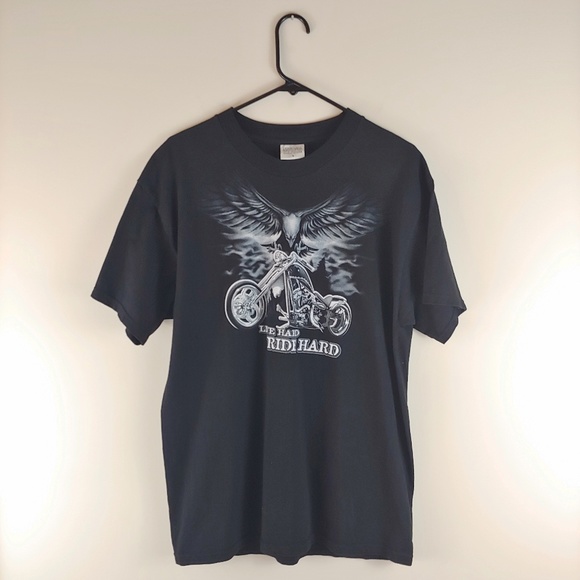 National Heritage Live Hard Ride Hard Eagle Tee - Picture 1 of 2